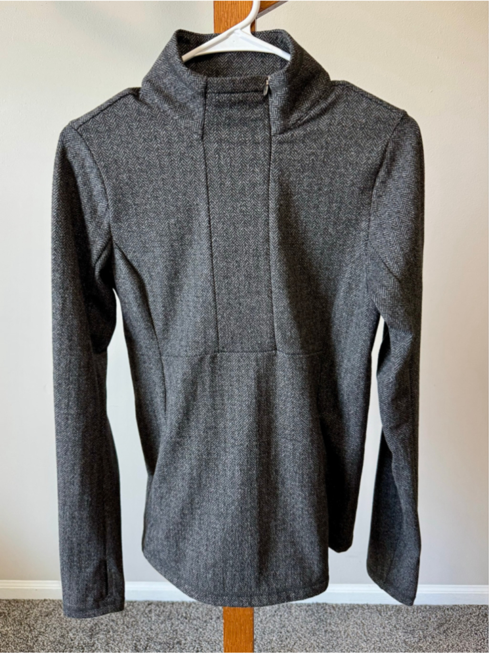 Women's Kyodan Herringbone 1/4 Zip Pullover Grey Black Size S